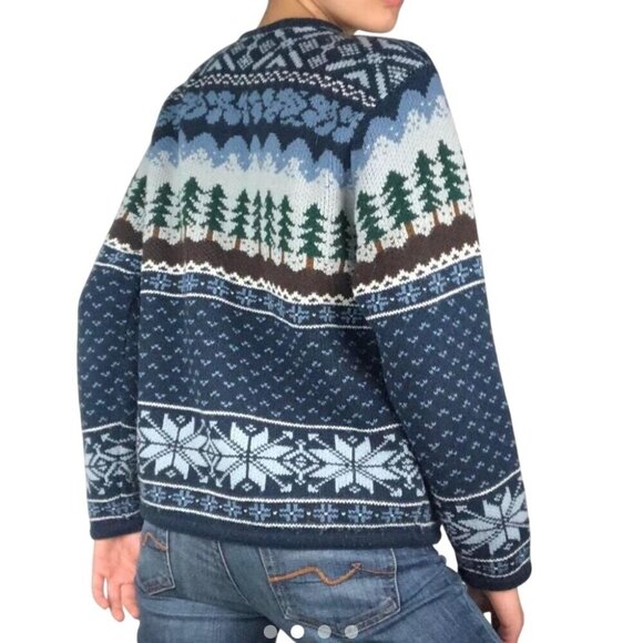 Crystal Kobe Petite Vintage Outdoor Intarsia Knit Cardigan Sweater Size Sp - Picture 4 of 7
